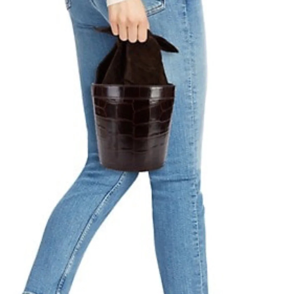 STAUD Britt Croc-Embossed Leather Bucket Bag - Picture 10 of 13
